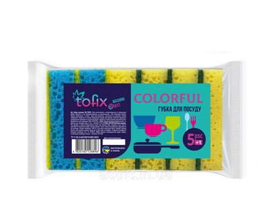 Губка для мытья посуды Tofix Радуга 6шт. 00235896569 фото